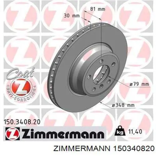 150.3408.20 Zimmermann disco de freno delantero