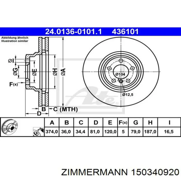 150 3409 20 Zimmermann freno de disco delantero