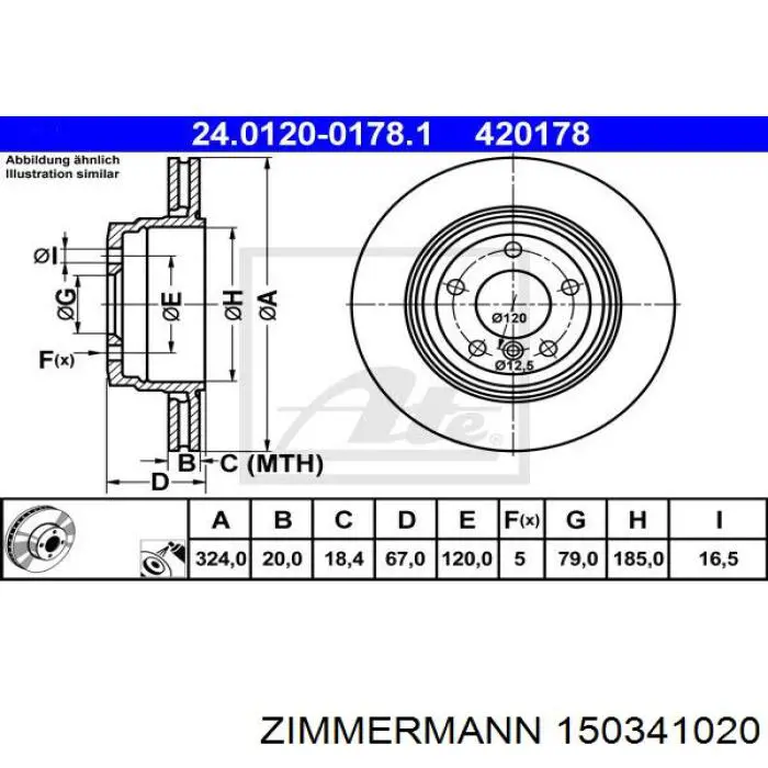150341020 Zimmermann disco de freno trasero