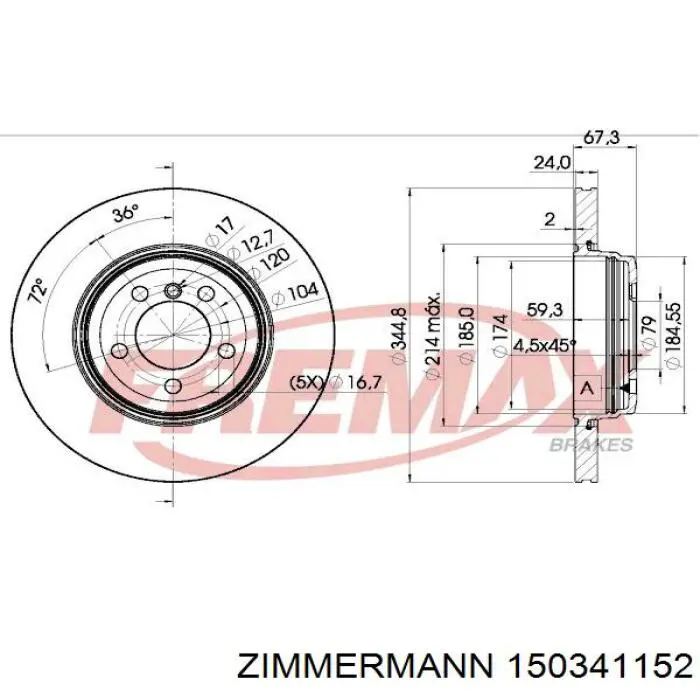 150341152 Zimmermann disco de freno trasero