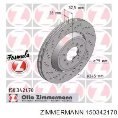 Disco de freno trasero 150342170 Zimmermann