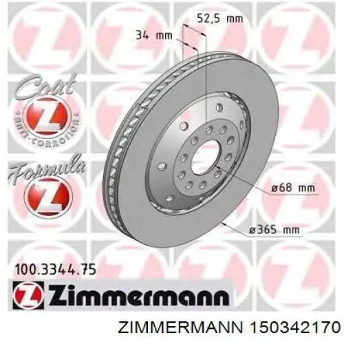 Disco de freno trasero Zimmermann 150342170 precio, desde 249,88 EUR