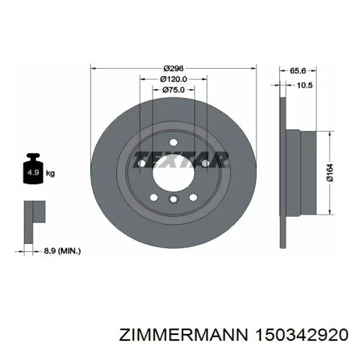 150.3429.20 Zimmermann disco de freno trasero