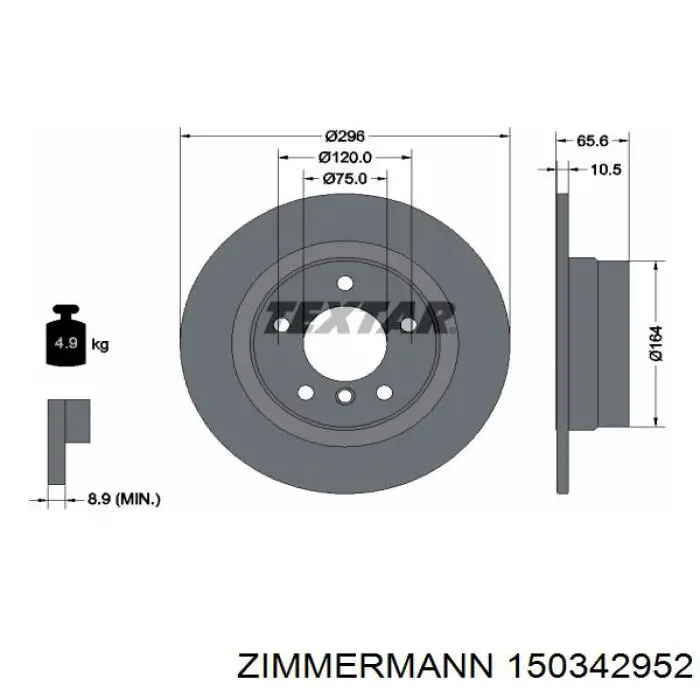 150.3429.52 Zimmermann disco de freno trasero