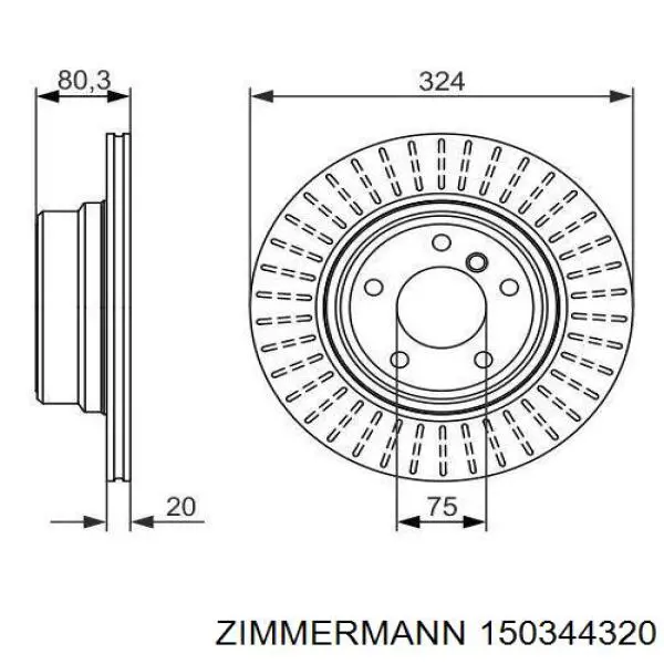 150344320 Zimmermann disco de freno trasero