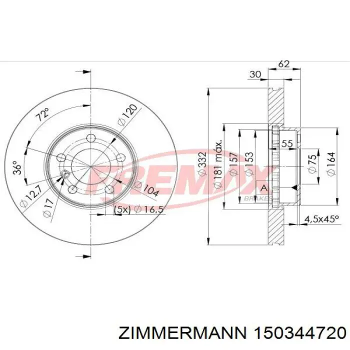 150344720 Zimmermann freno de disco delantero