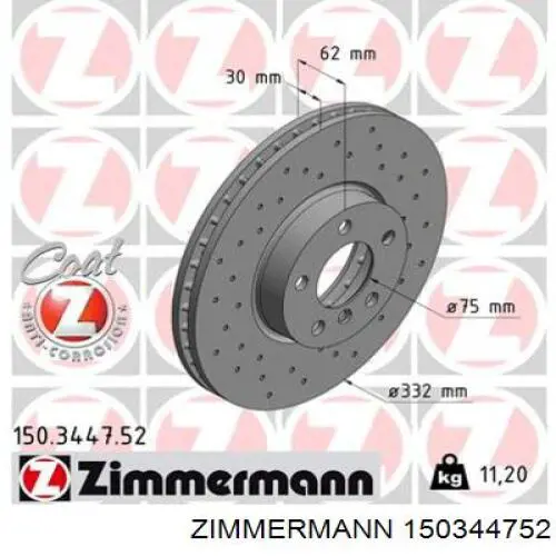 150344752 Zimmermann disco de freno delantero