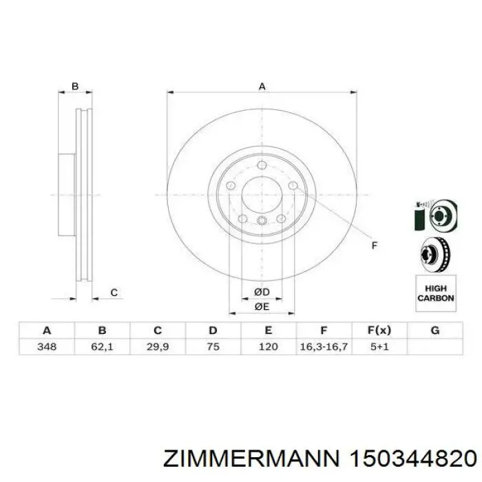 Comprar 150344820 Zimmermann Freno de disco delantero