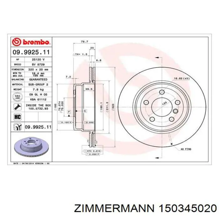 Comprar 150345020 Zimmermann Disco de freno trasero
