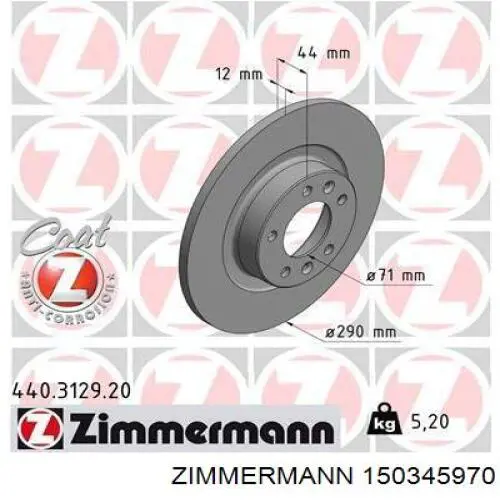 150345970 Zimmermann disco de freno trasero