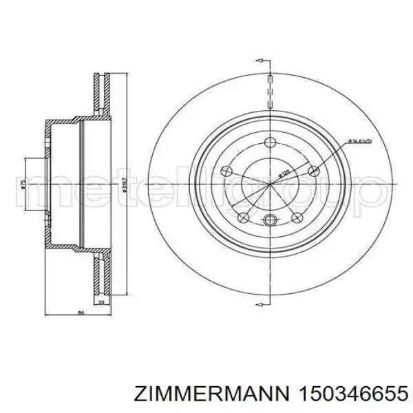 150.3466.55 Zimmermann disco de freno trasero