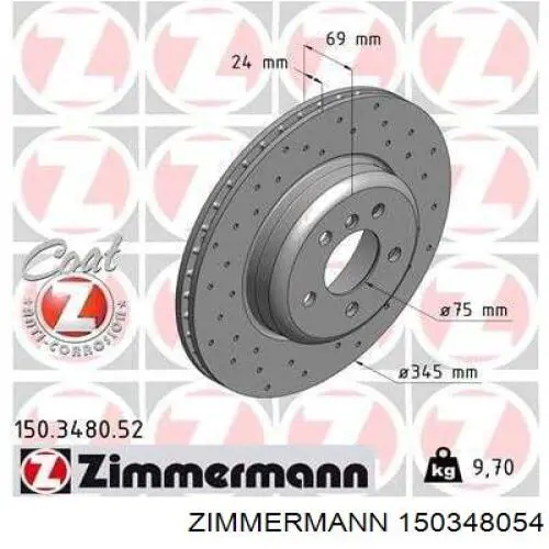 150.3480.54 Zimmermann disco de freno trasero