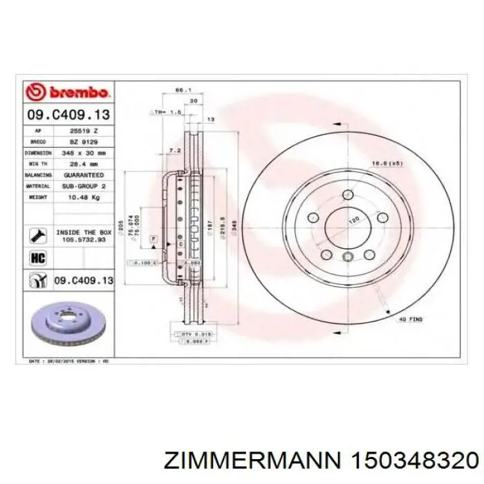 Comprar 150348320 Zimmermann Freno de disco delantero