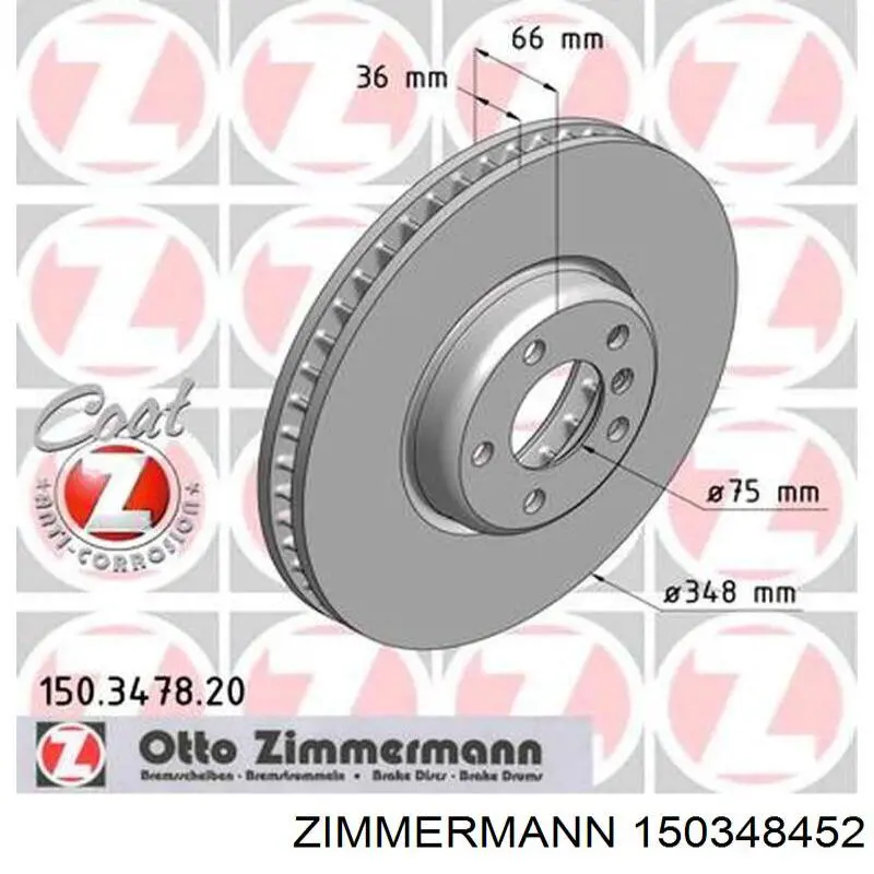 150.3484.52 Zimmermann disco de freno trasero