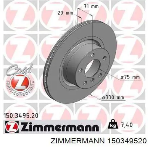 150349520 Zimmermann disco de freno trasero