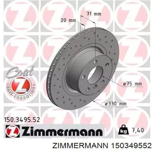 150.3495.52 Zimmermann disco de freno trasero
