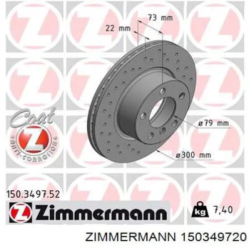 150.3497.20 Zimmermann disco de freno delantero