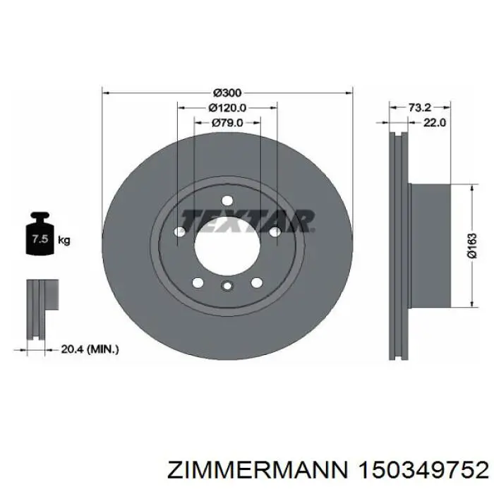 150.3497.52 Zimmermann disco de freno delantero