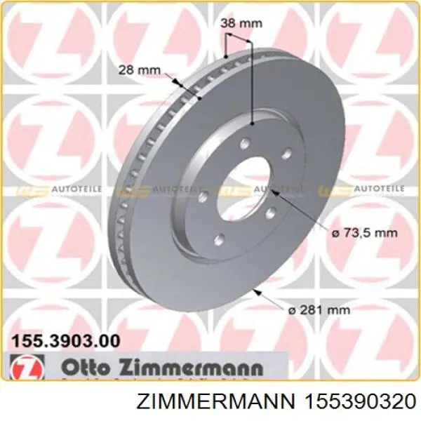 155390320 Zimmermann disco de freno delantero