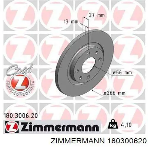 180300620 Zimmermann disco de freno delantero