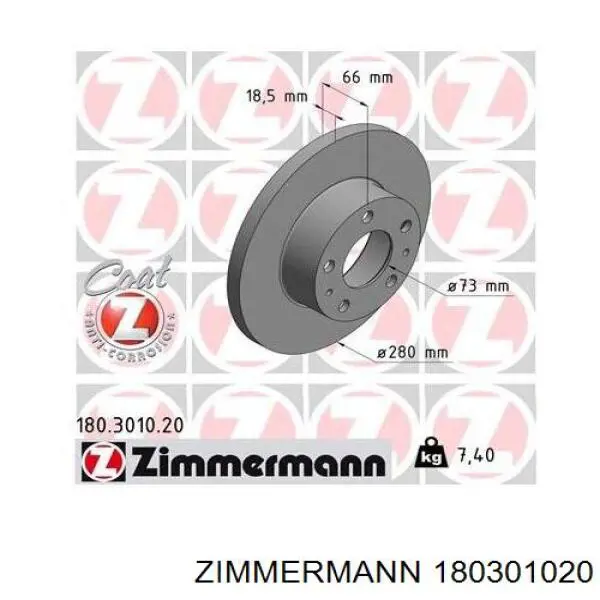 180301020 Zimmermann disco de freno delantero