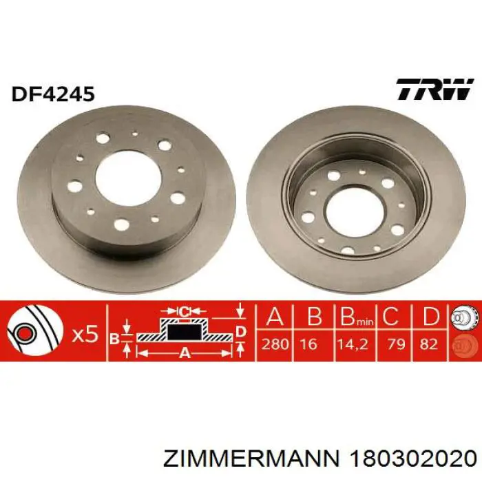 180.3020.20 Zimmermann disco de freno trasero