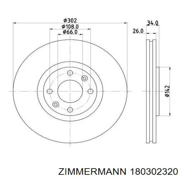 180302320 Zimmermann disco de freno delantero