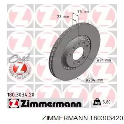 Disco de freno trasero 180303420 Zimmermann