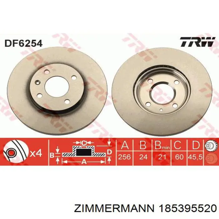 Frenos delanteros Zimmermann 185395520 precio, desde 43,13 EUR