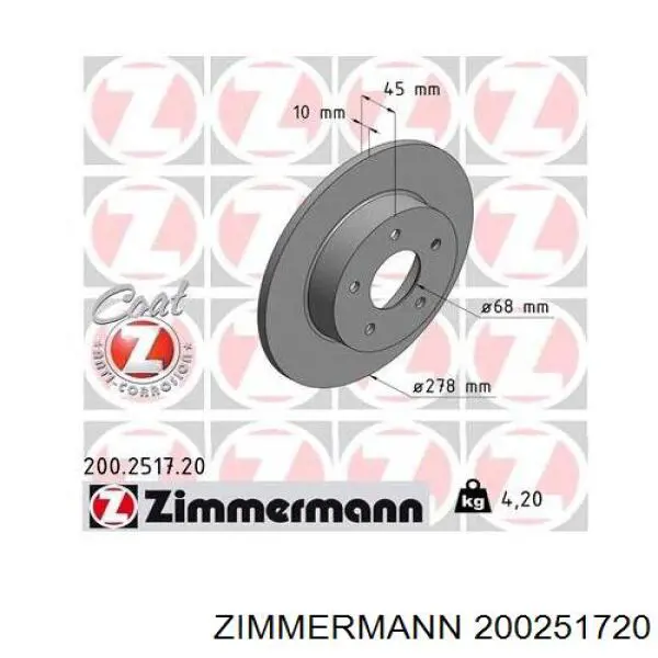 200251720 Zimmermann disco de freno trasero