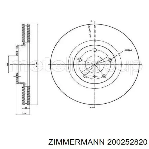 Disco de freno delantero Zimmermann 200252820