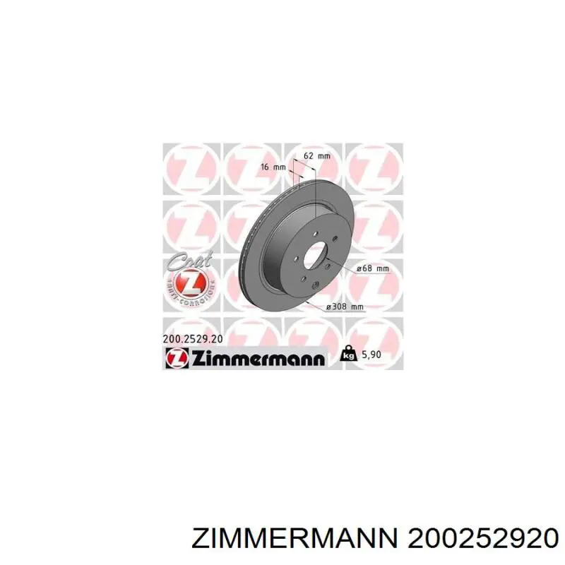 200252920 Zimmermann disco de freno trasero