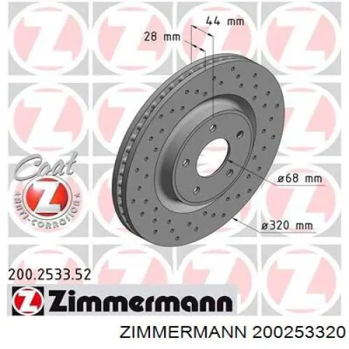 200.2533.20 Zimmermann freno de disco delantero