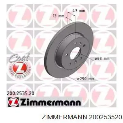 200.2535.20 Zimmermann disco de freno trasero