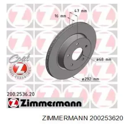 Disco de freno trasero Zimmermann 200253620 precio, desde 42,49 EUR
