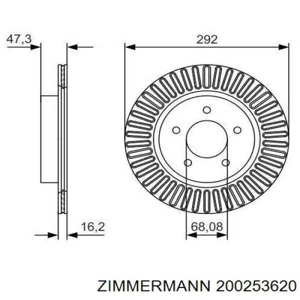 Disco de freno trasero 200253620 Zimmermann