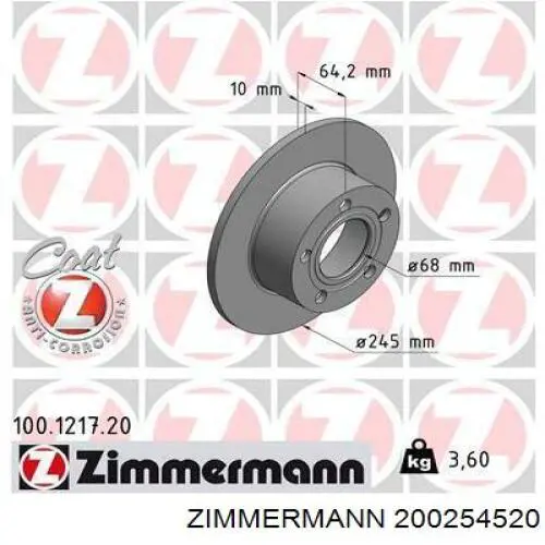 Disco de freno delantero Zimmermann 200254520