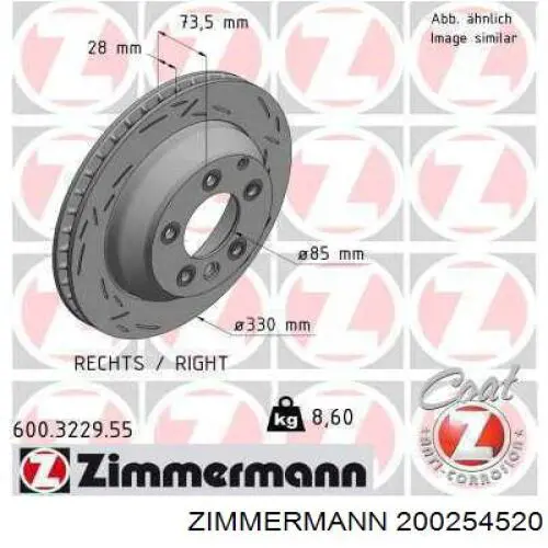 200.2545.20 Zimmermann freno de disco delantero