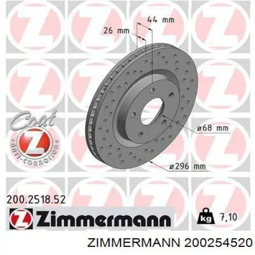 Frenos delanteros Zimmermann 200254520 precio, desde 63,42 EUR