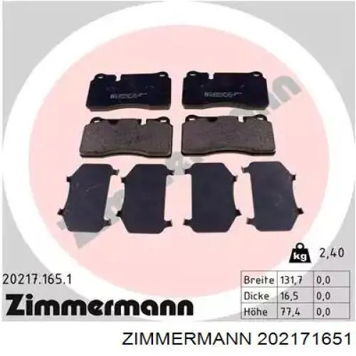 202171651 Zimmermann pastillas de freno delanteras