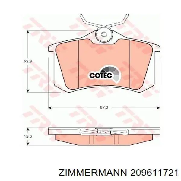 Comprar 209611721 Zimmermann Pastillas de freno traseras