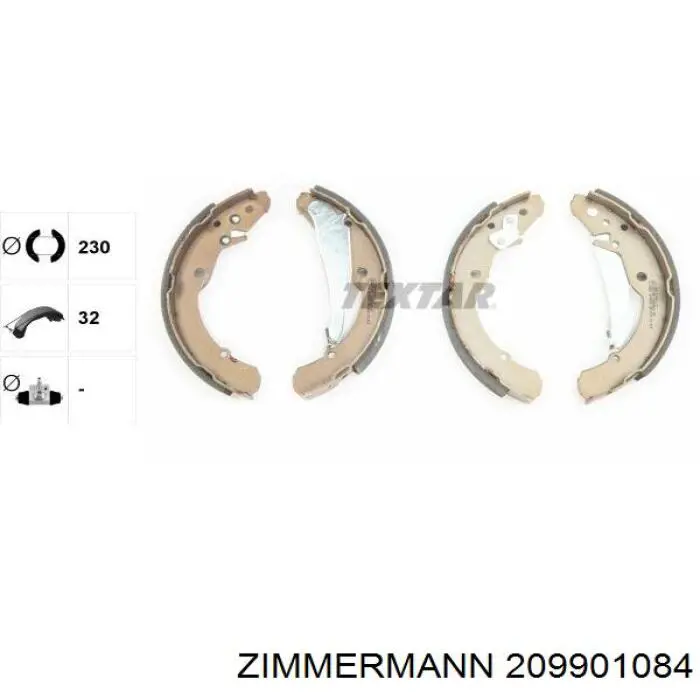 20990.108.4 Zimmermann juego de zapatas de frenos de tambor, con cilindros, completo