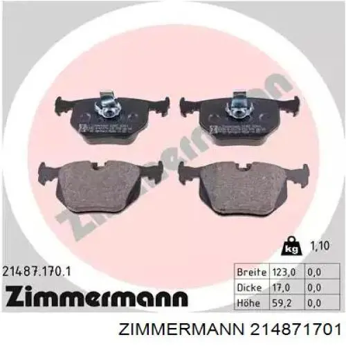 Pastillas traseras de freno Zimmermann 214871701 precio, desde 34,67 EUR