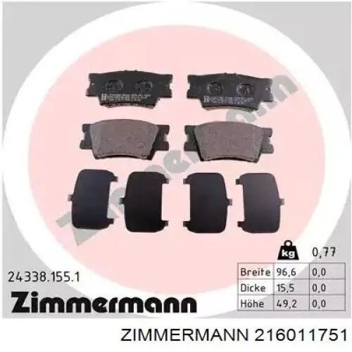 216011751 Zimmermann Pastillas delanteras