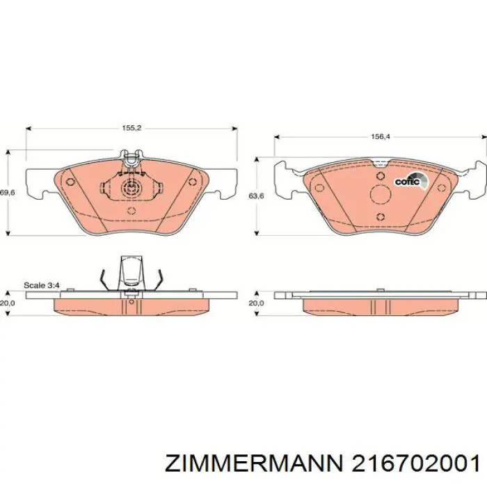 Pastillas de freno delanteras Zimmermann 216702001