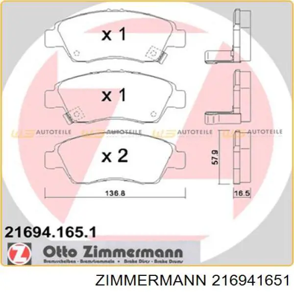 21694.165.1 Zimmermann pastillas de freno delanteras