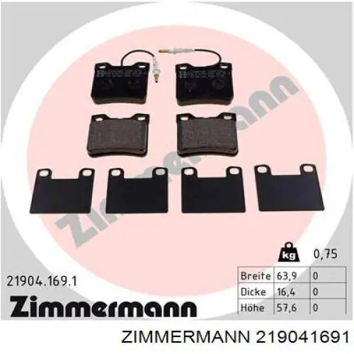 21904.169.1 Zimmermann pastillas de freno traseras