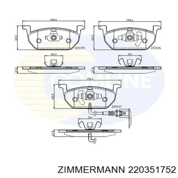 Comprar 220351752 Zimmermann Pastillas delanteras de freno