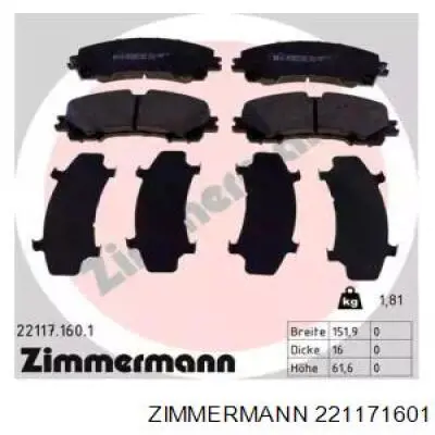 Comprar 221171601 Zimmermann Pastillas delanteras de freno