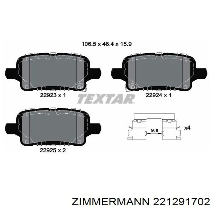 221291702 Zimmermann pastillas de freno traseras